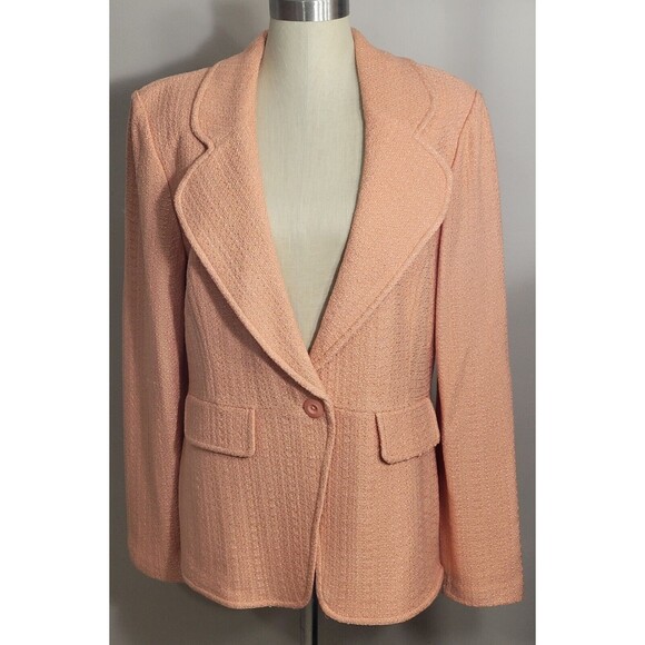 NWT St John Knits Hemp Knit Fitted Jacket Mandarin Orange Size 16 MSRP $1295